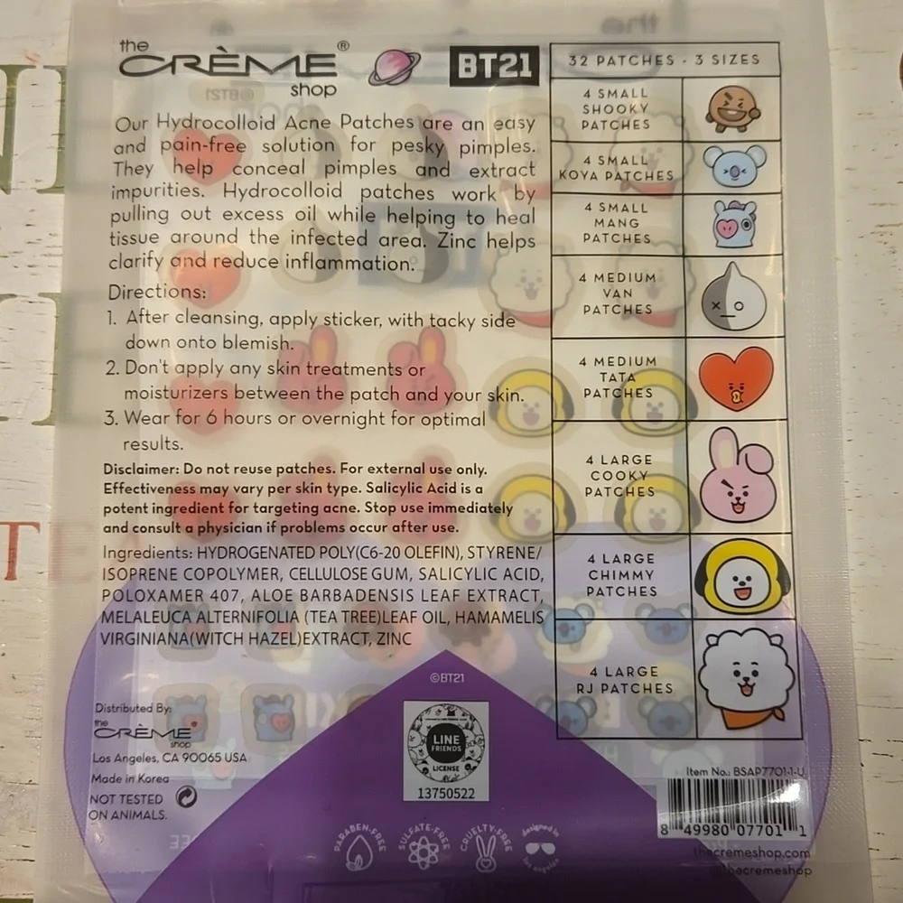 Creme Shop BT21 Brilliant Skin Hydrocolloid Acne Patches (2 Packages)